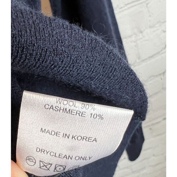 J.HILBURN blue wool cashmere 1/4 button knit mens sweater pullover size M - Picture 5 of 8